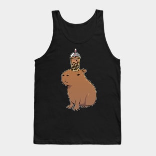 Capybara with Bubble Tea on its head Tank Top